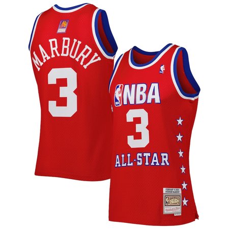 Men's Western Conference #3 Stephon Marbury Red 2003 All Star Game Swingman Jersey